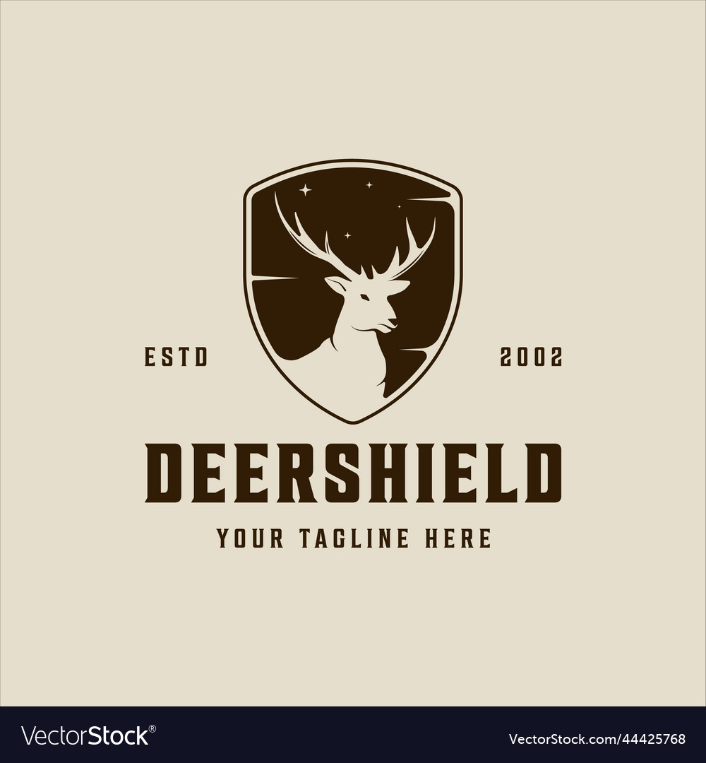 Shield deer vintage logo template icon graphic