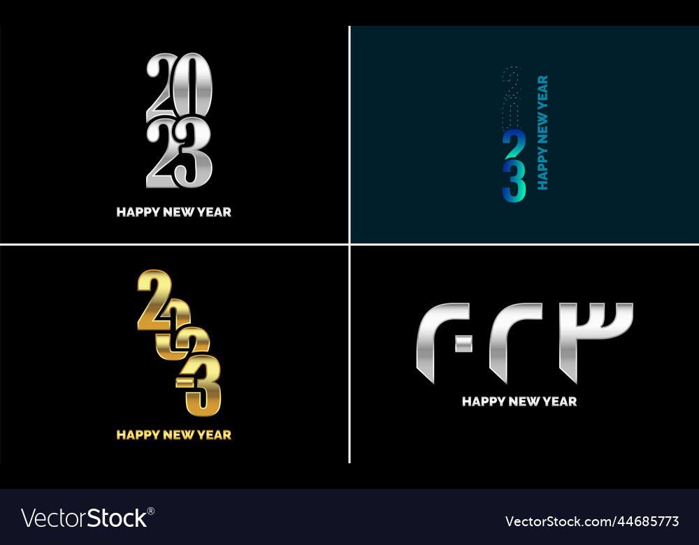 Big set of 2023 happy new year logo text design