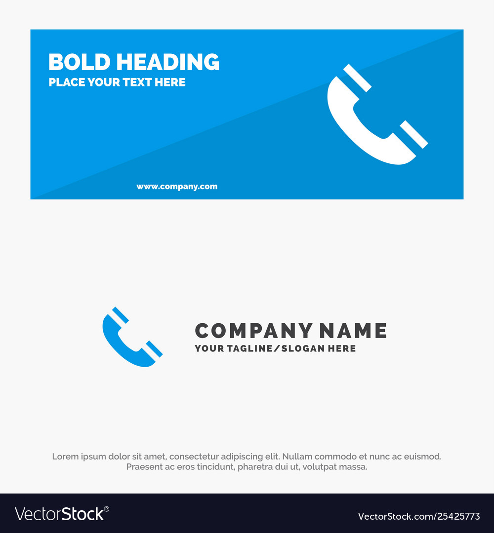 Call interface phone ui solid icon website banner vector image Call interface phone ui solid icon website banner