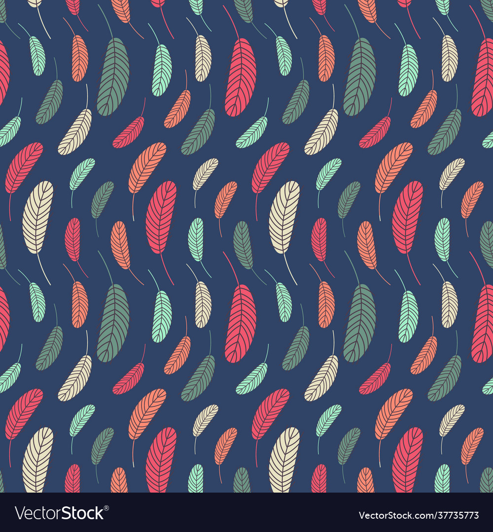 Feathers pattern boho vector image Feathers pattern boho