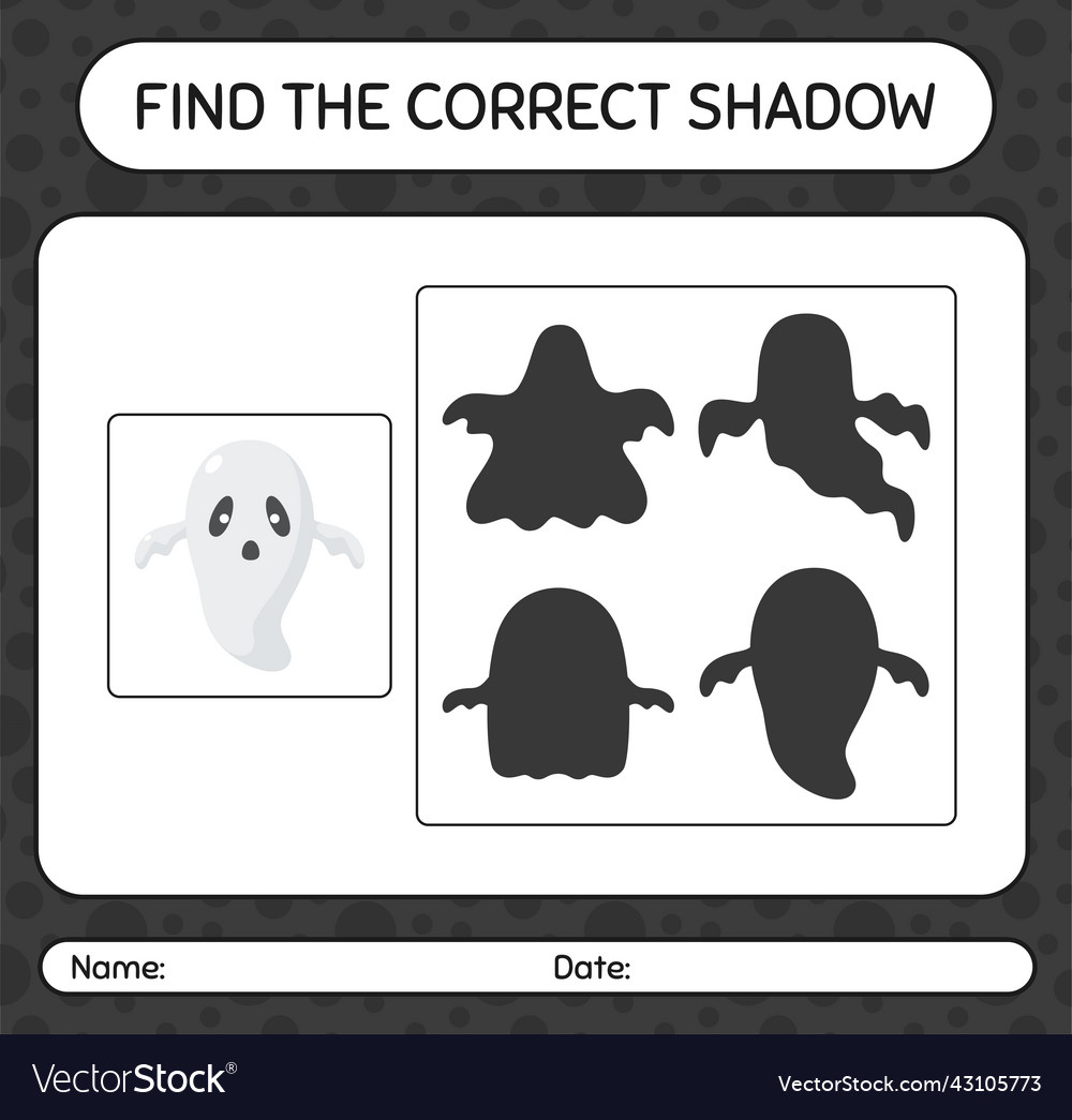 Find the correct shadows game with ghost vector image Find the correct shadows game with ghost