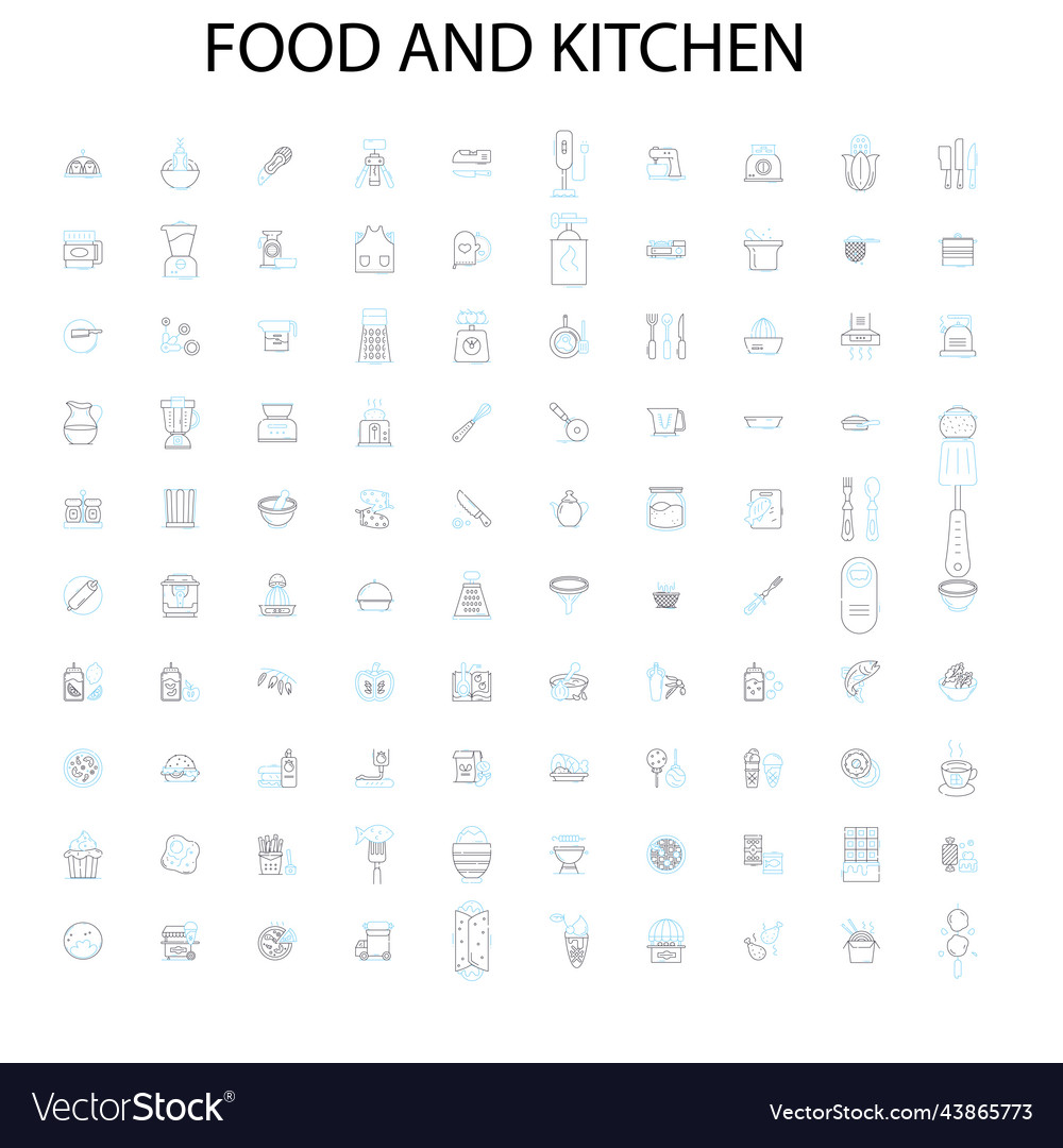 Food and kitchen icons signs outline symbols