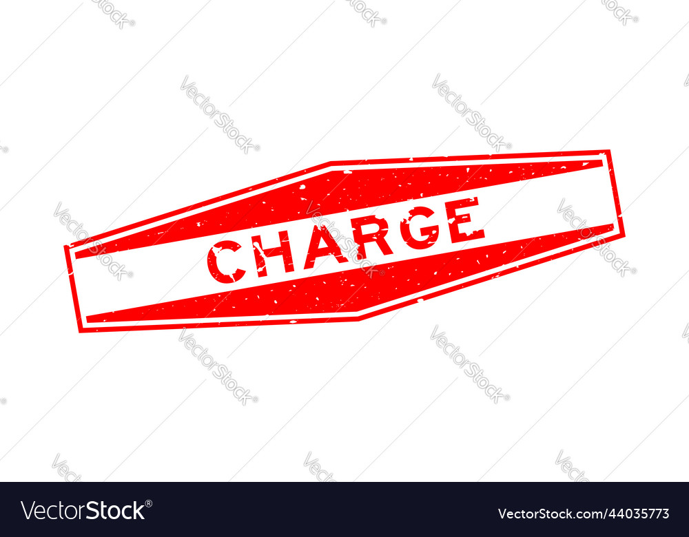 Grunge Red Charge Word Hexagon Rubber Seal Stamp Vector Image 2829