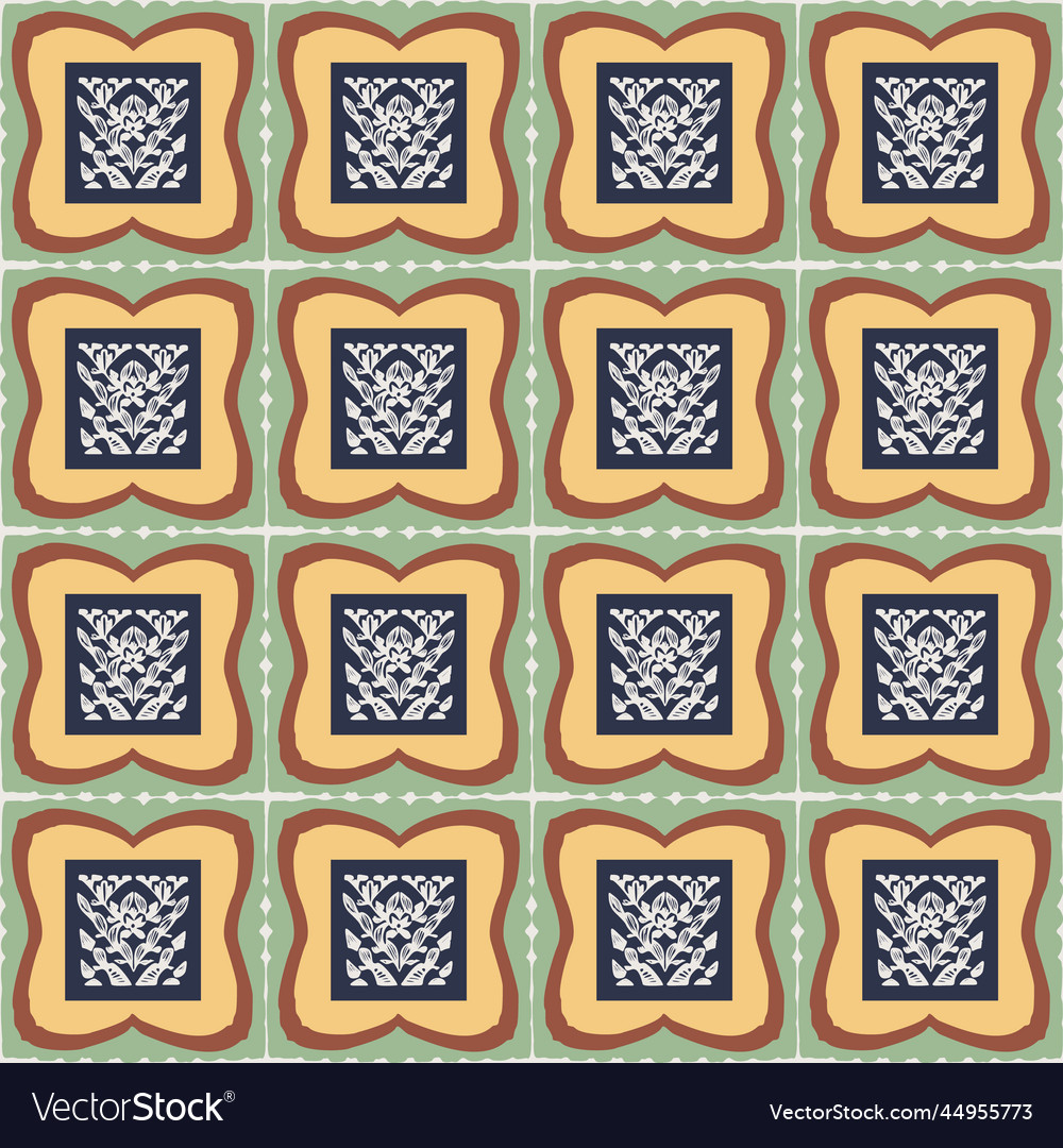 Hand drawn retro block print seamless pattern vector image Hand drawn retro block print seamless pattern