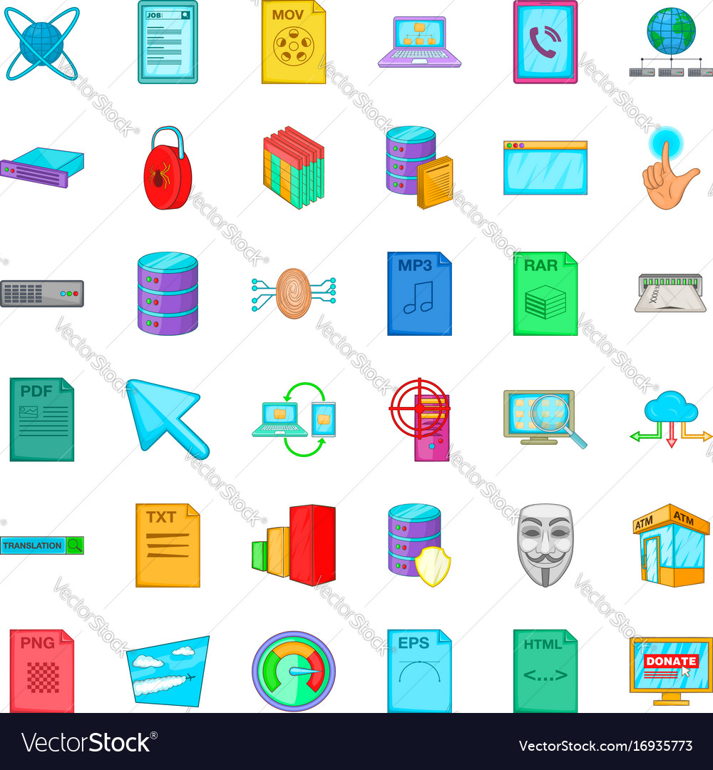 Html icons set cartoon style Royalty Free Vector Image