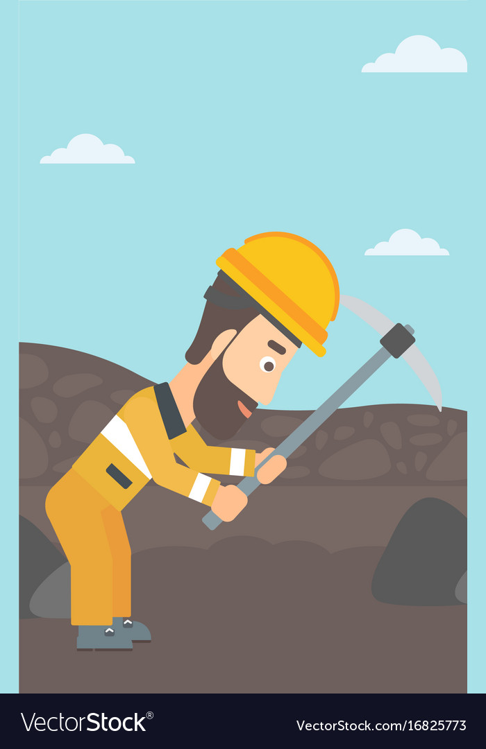 Miner working with pick