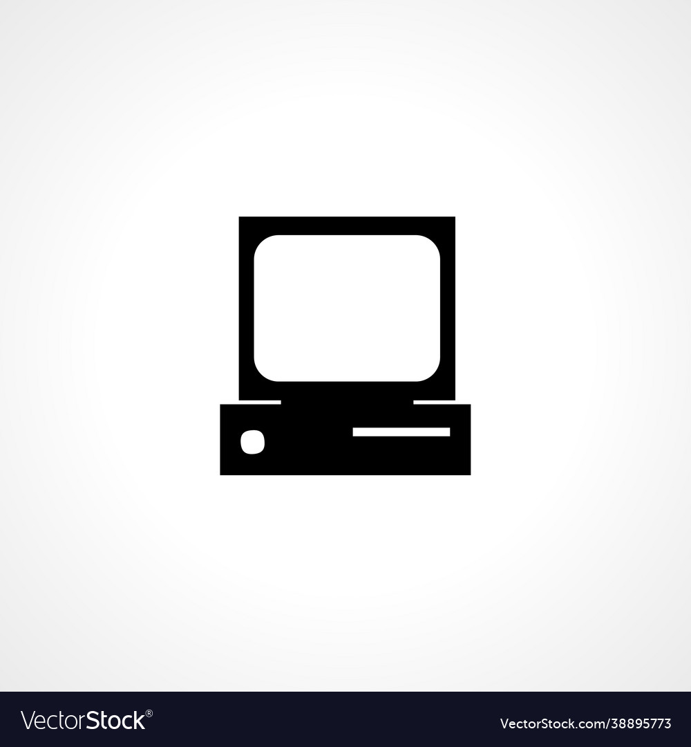 Old computer simple isolated web icon Vector Image Old computer simple isolated web icon