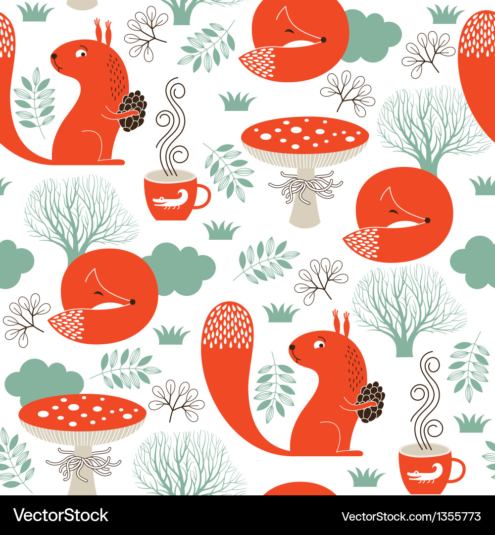 Seamless pattern with cute animals Royalty Free Vector Image