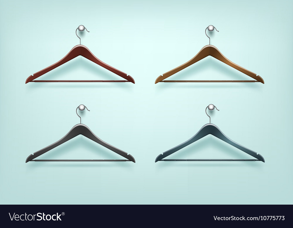 Set Of Clothes Wooden Plastic Black Brown Hangers Vector Image
