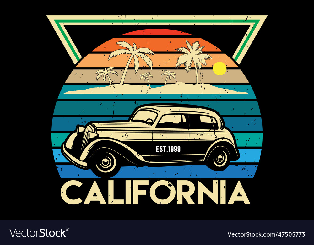 Vintage car california t shirt design file Vector Image