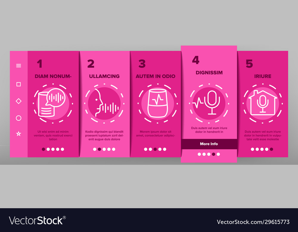 Voice control command onboarding icons set Vector Image Voice control command onboarding icons set