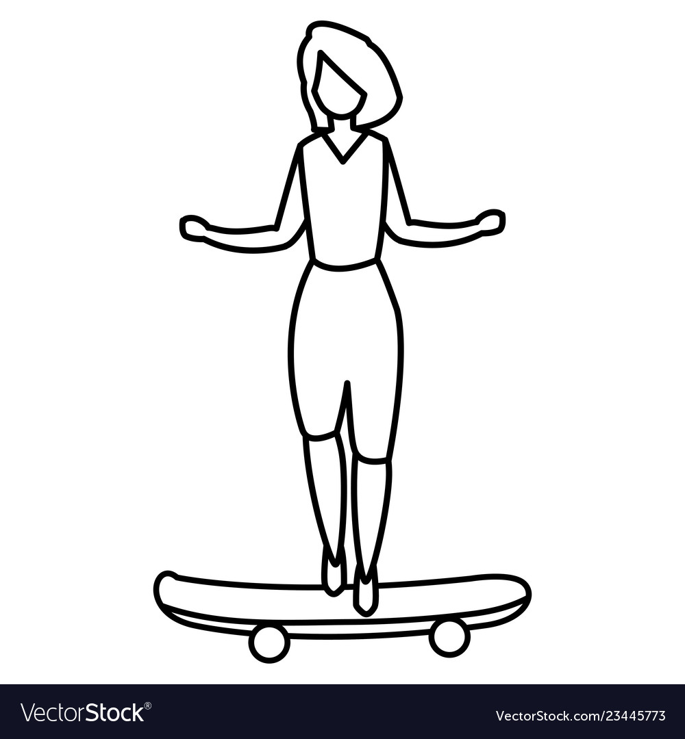 Young woman in skateboard character