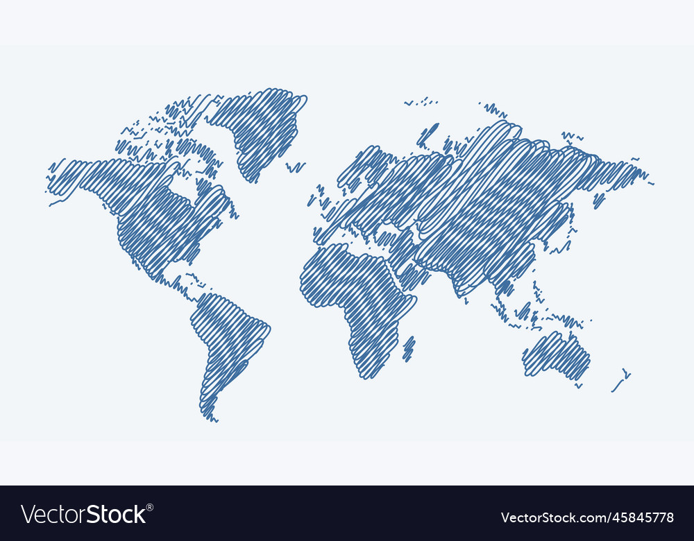 Abstract world map in linear pattern design