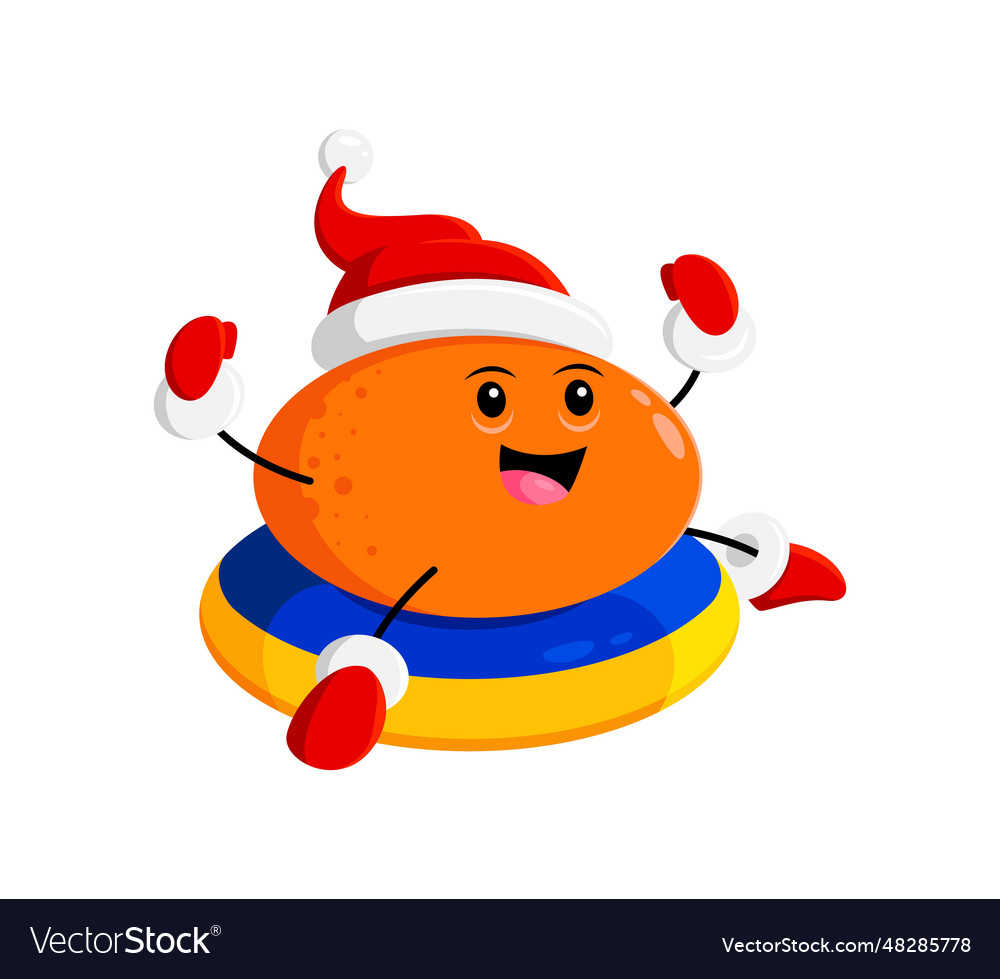 Cartoon Weihnachten reif orange Frucht auf Schneeschlauch vector image Cartoon Weihnachten reif orange Frucht auf Schneeschlauch