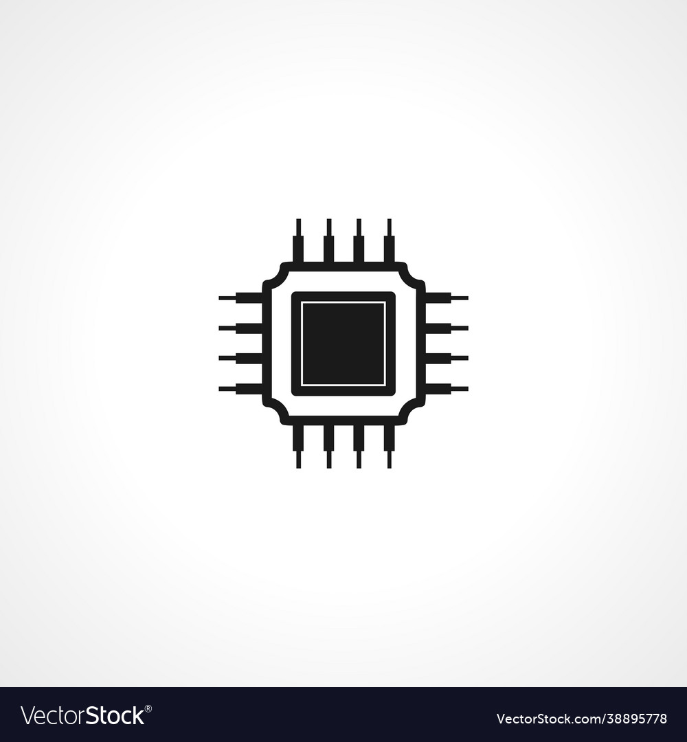 Cpu chip simple isolated web icon vector image Cpu chip simple isolated web icon