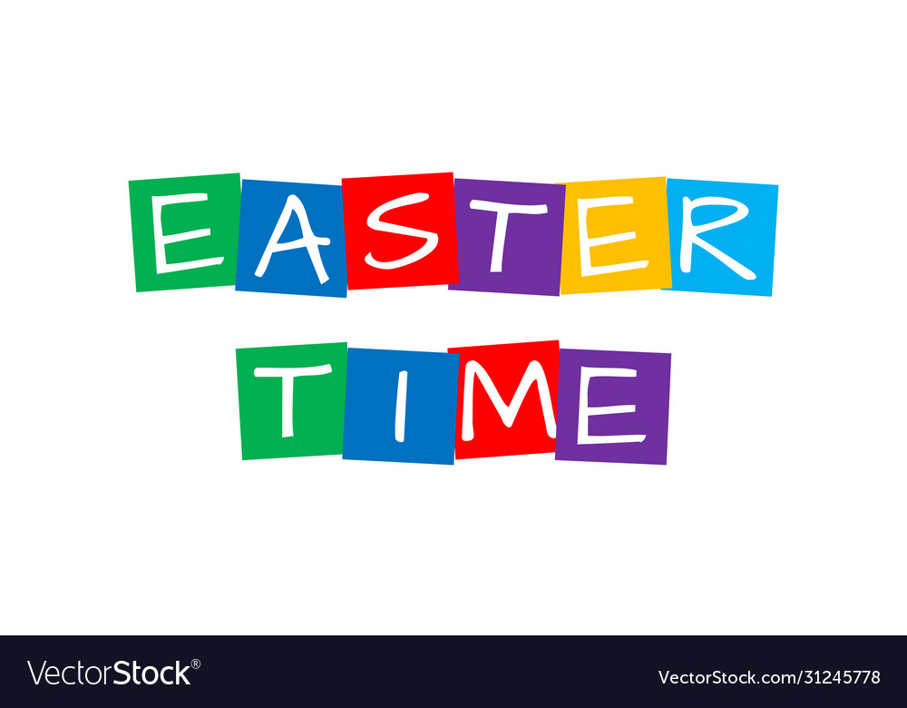 Easter time text in colorful rotated squares vector image Easter time text in colorful rotated squares
