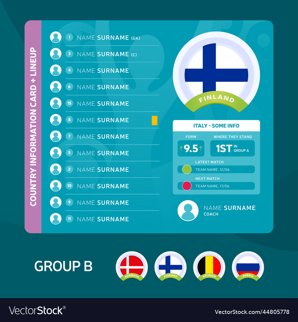 Finland Group B Football 2020 Tournament Final Vector Image