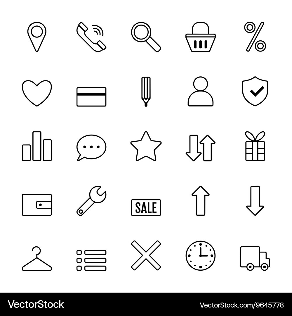 Icon set e-Commerce flat linear design shopping Vector Image