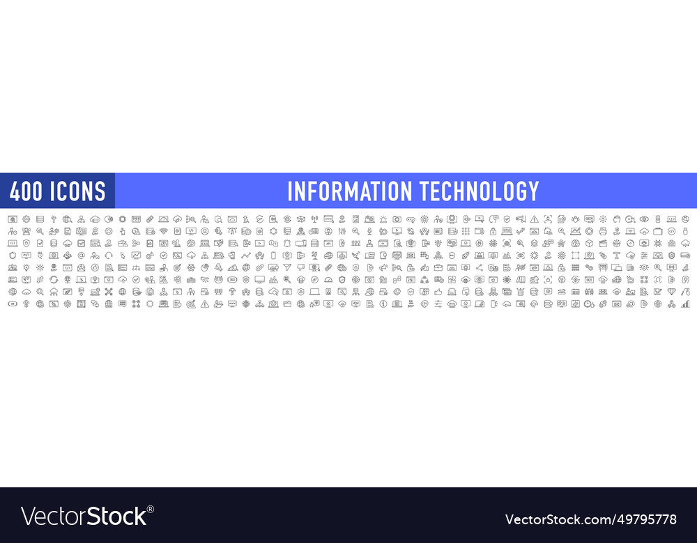 Information technology web icon set in line style vector image Information technology web icon set in line style
