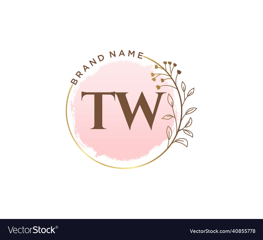 Initial tw feminine logo usable for nature salon