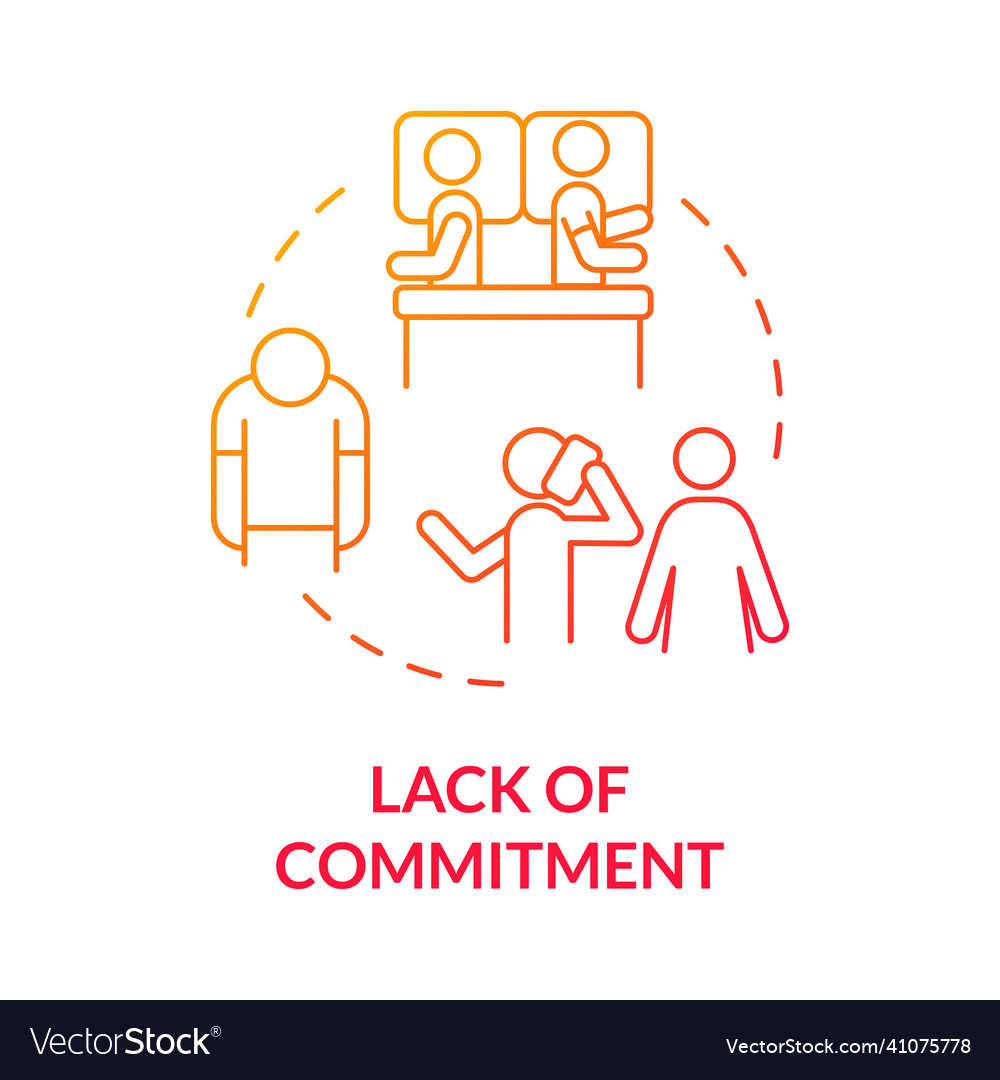 Lack of commitment red gradient concept icon vector image Lack of commitment red gradient concept icon