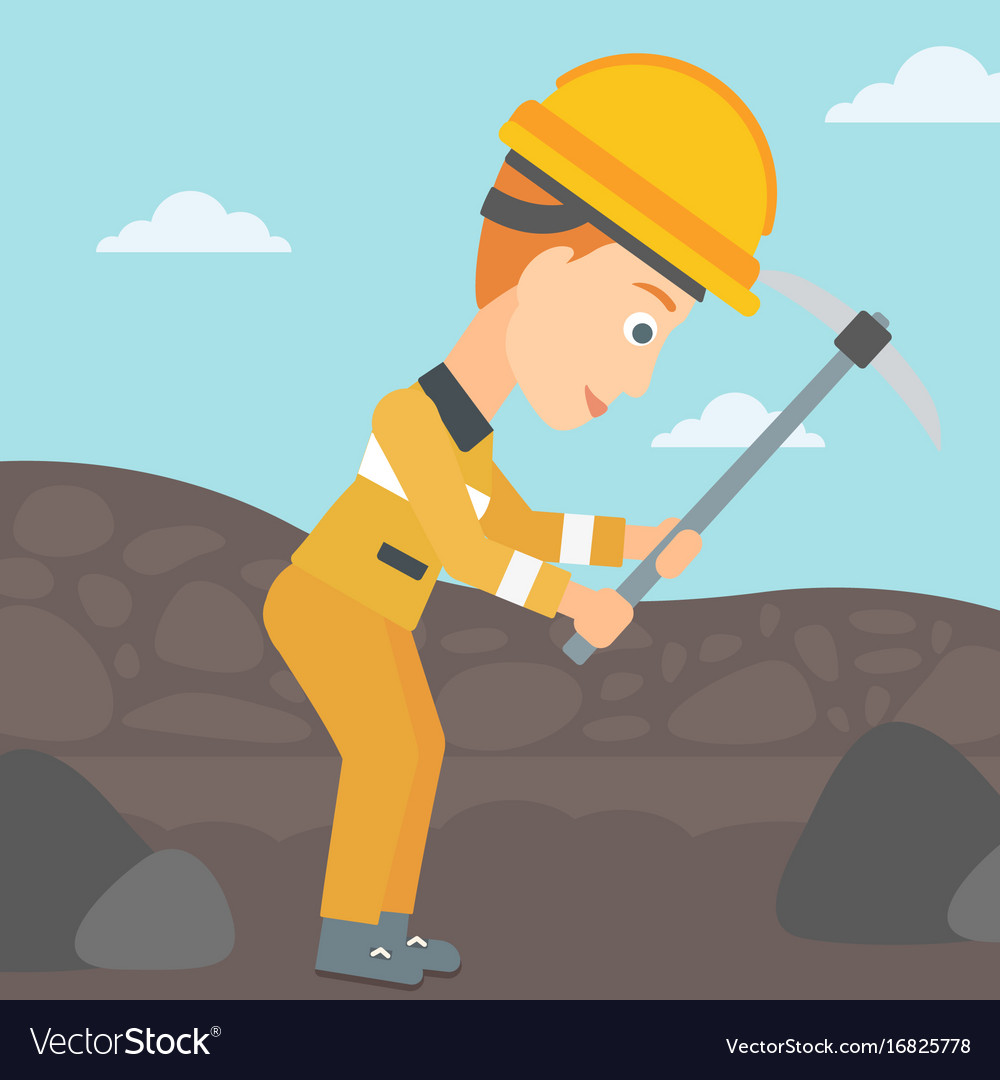 Miner working with pick Royalty Free Vector Image