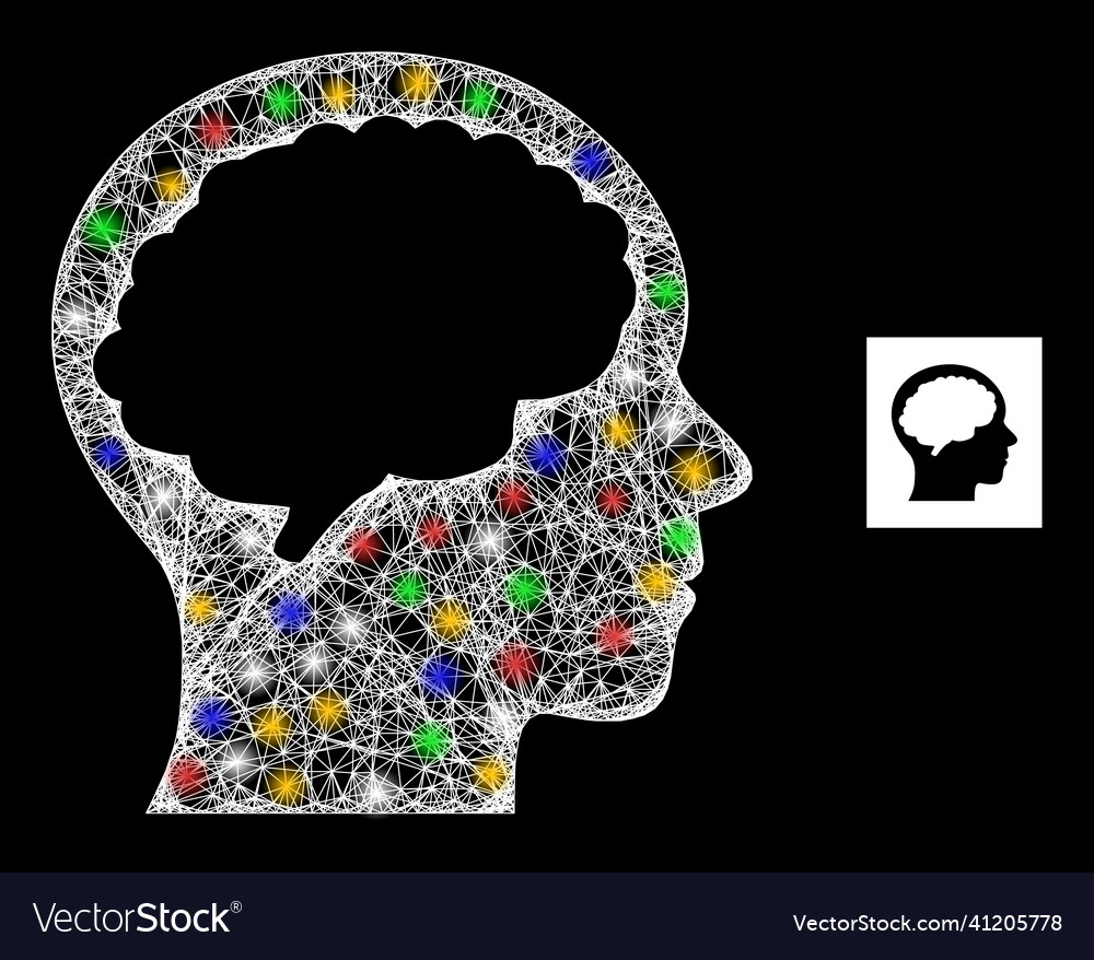 Net web mesh head brain icon with colorful glitter Vector Image Net web mesh head brain icon with colorful glitter