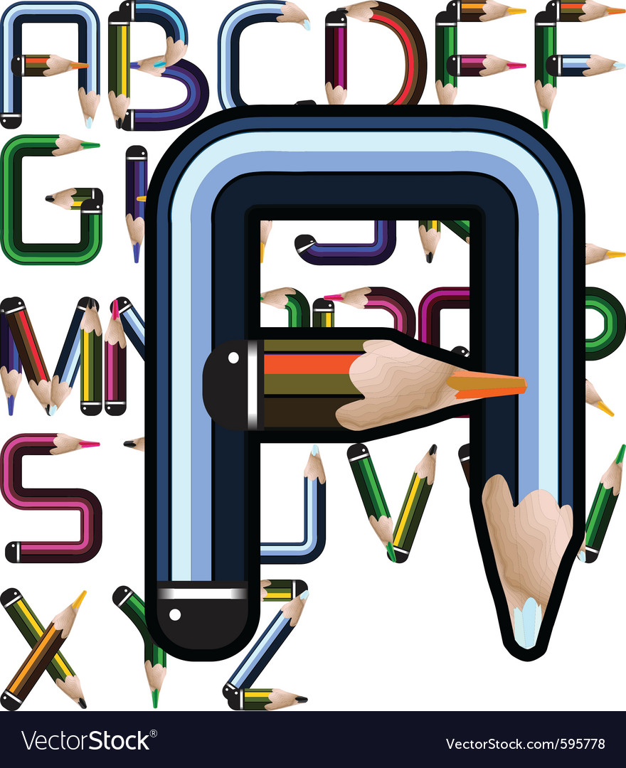 Pencil alphabet Royalty Free Vector Image VectorStock
