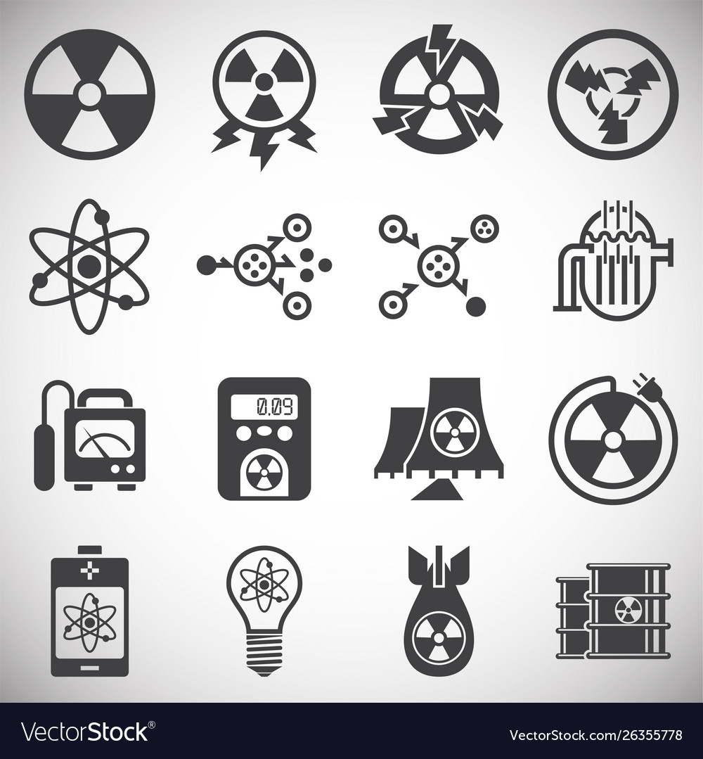 Radiation related icons set on background vector image Radiation related icons set on background