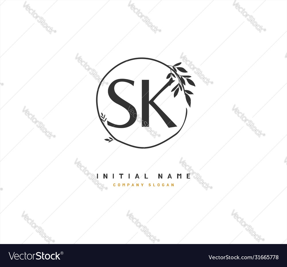 S k sk beauty initial logo handwriting