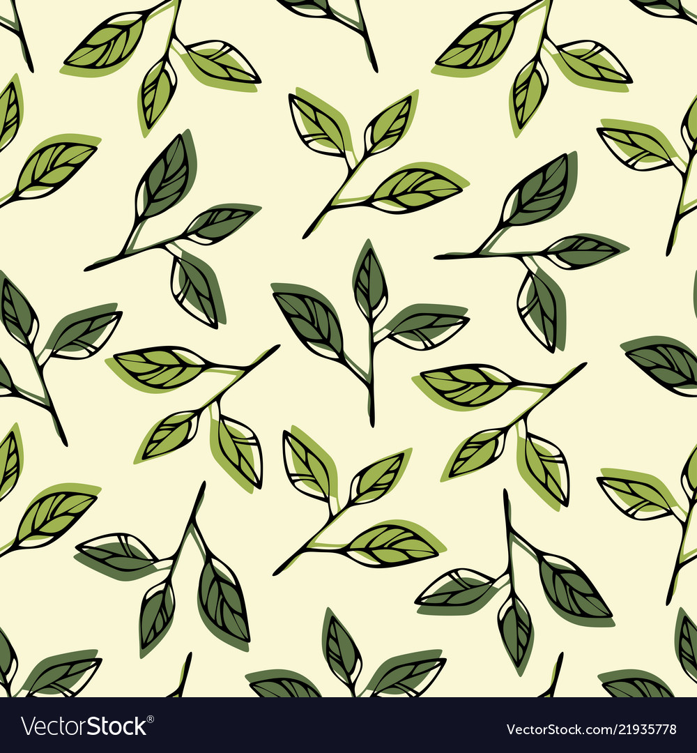 Seamless pattern with the image of leaves vector image Seamless pattern with the image of leaves