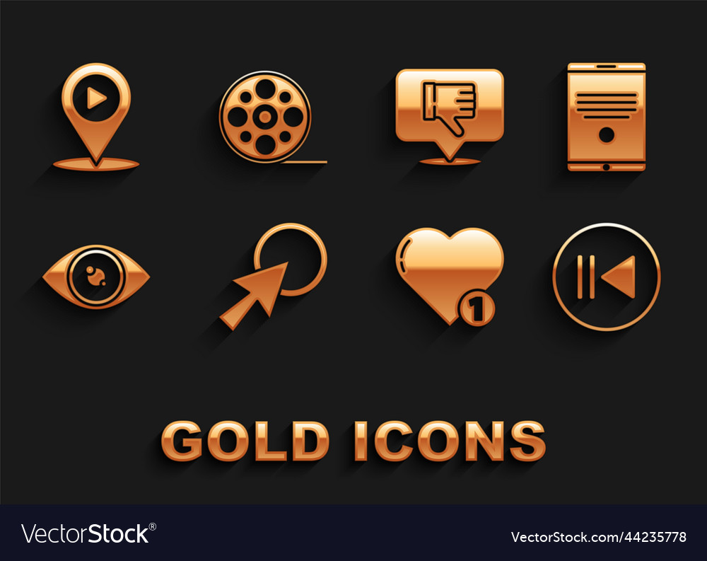 Set arrow cursor tablet rewind like and heart vector image Set arrow cursor tablet rewind like and heart