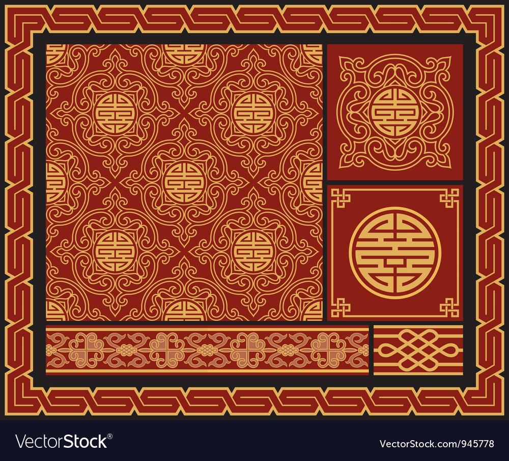 Set of oriental design elements