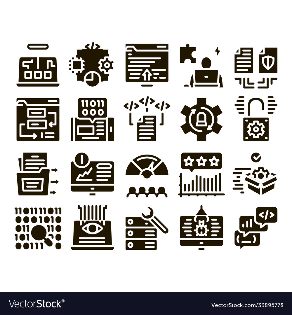 Software testing and analysis icons set vector image Software testing and analysis icons set