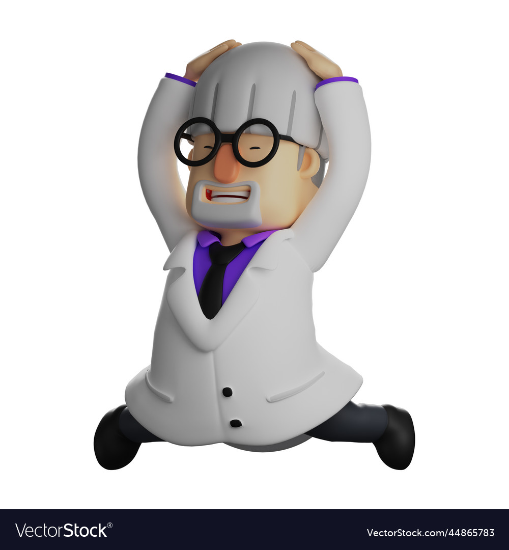 3d professor picture lifting got a headache Vector Image