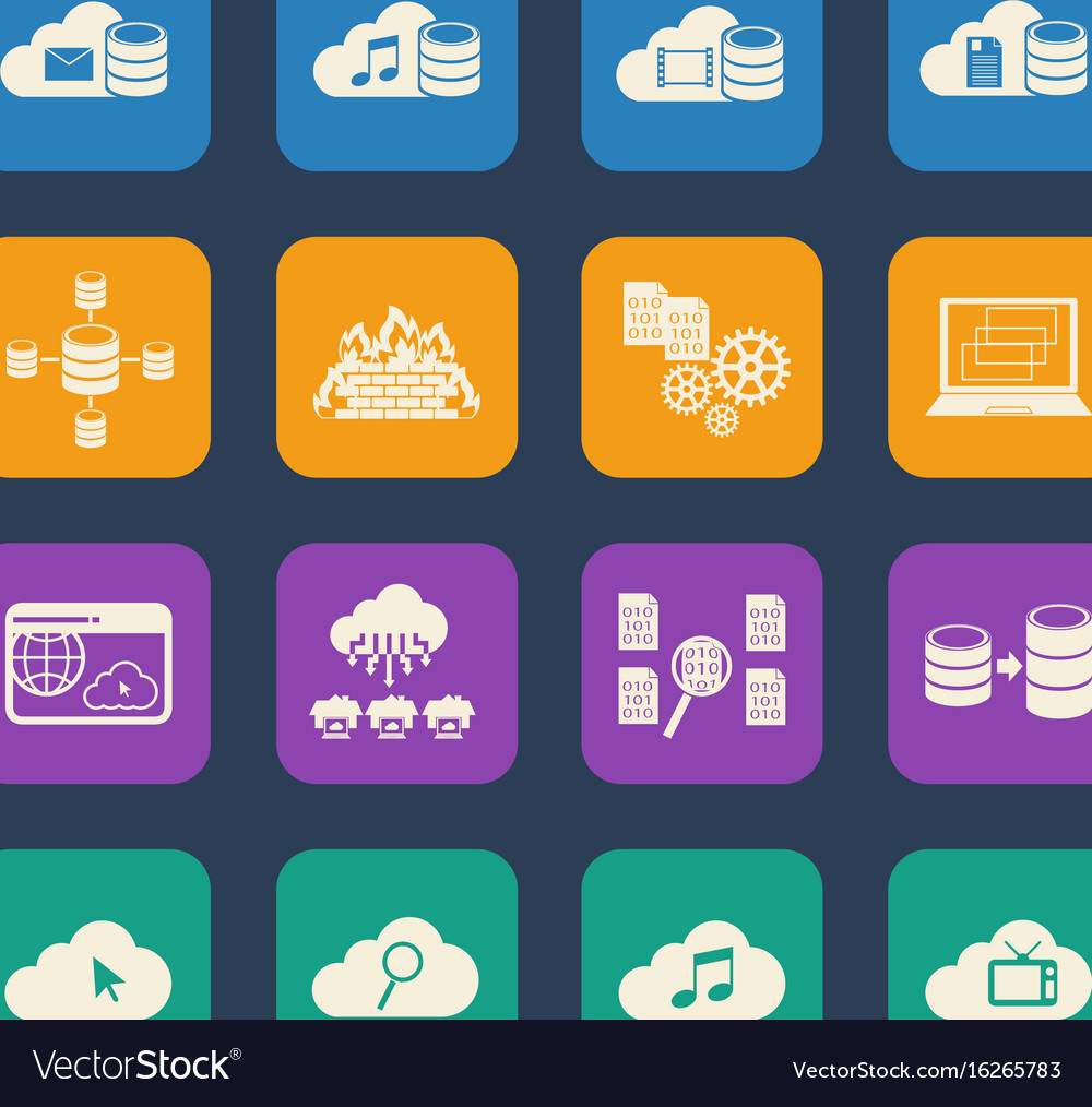 Big data cloud computing icons set