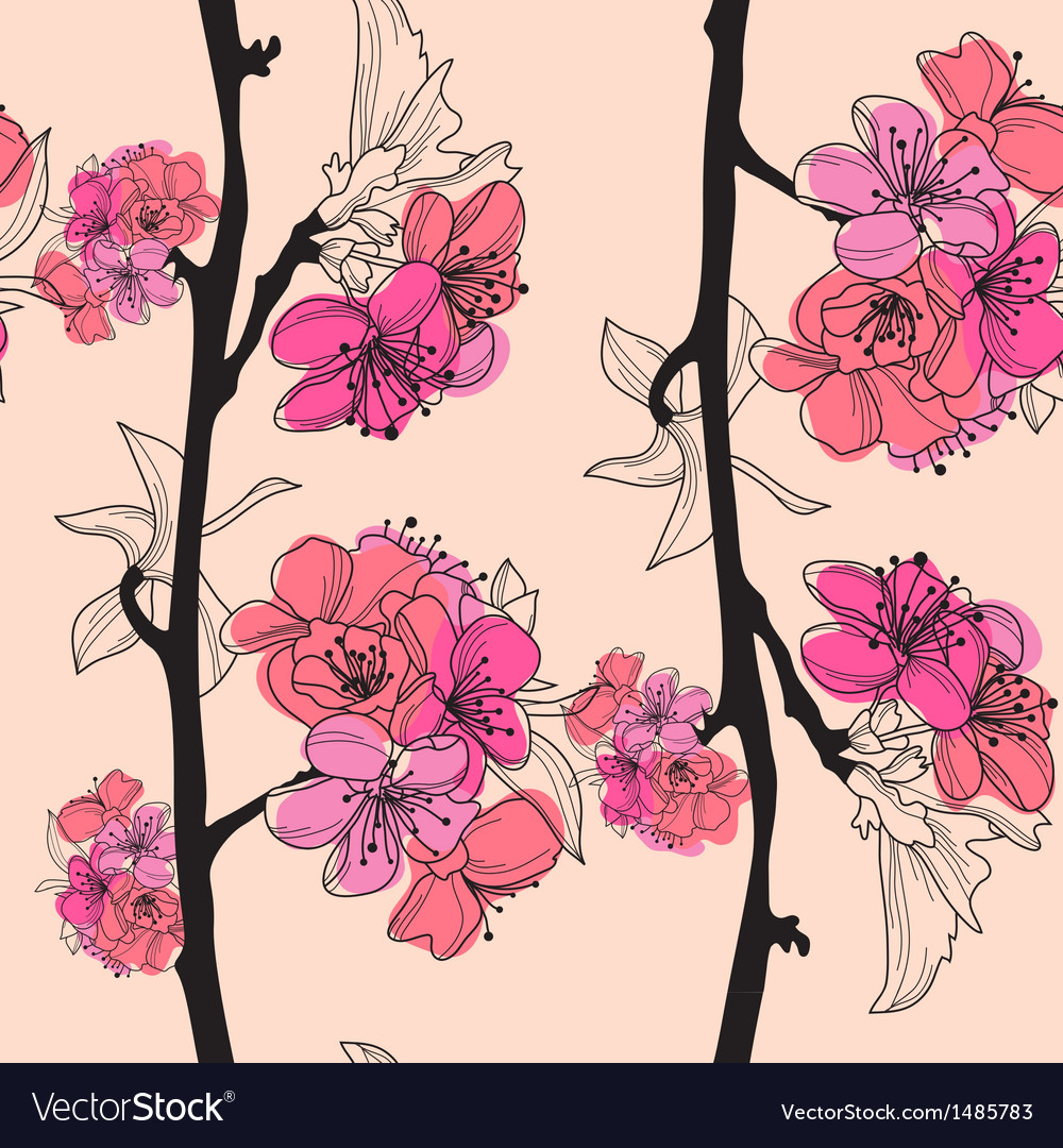 Cherry Blossom Seamless Pattern