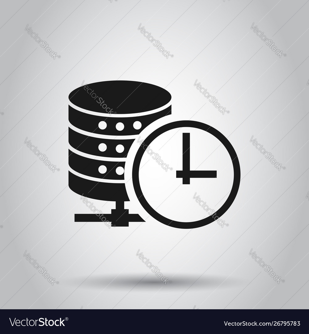 Data center icon in flat style clock on isolated