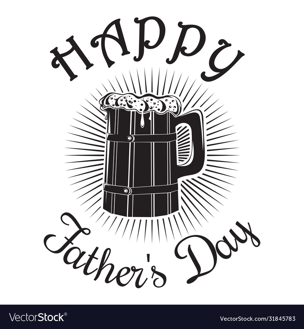 Fathers day card wooden beer mug icon