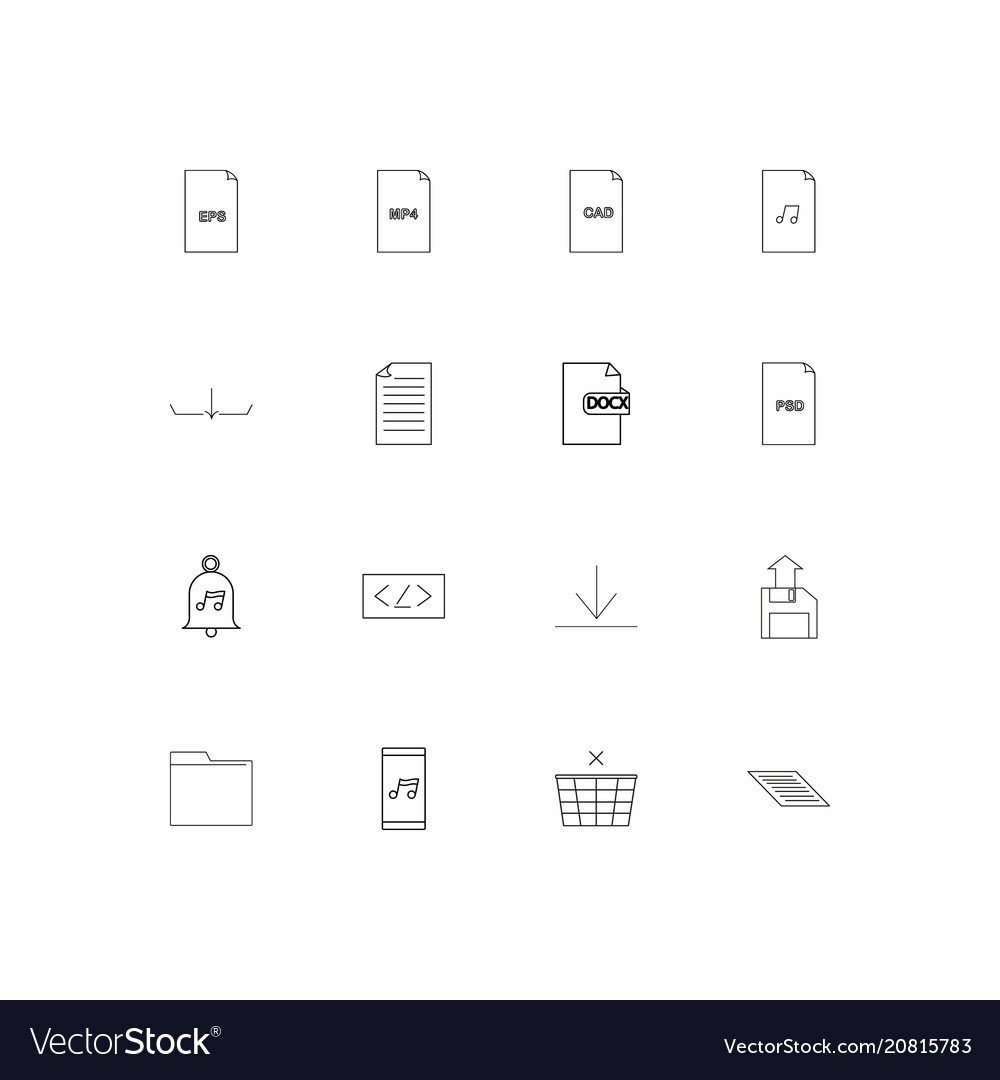 Files and folders sign linear thin icons set