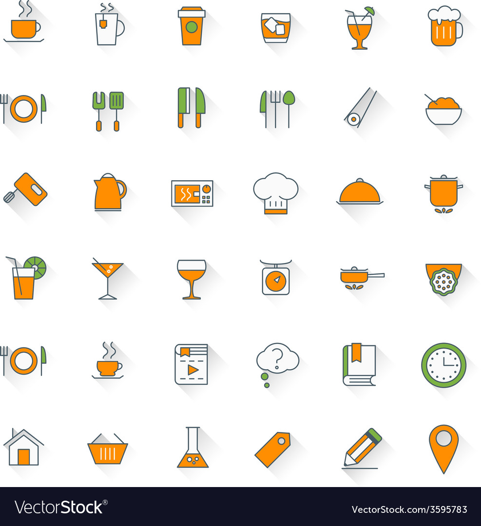 Food and restaurant flat design icon set