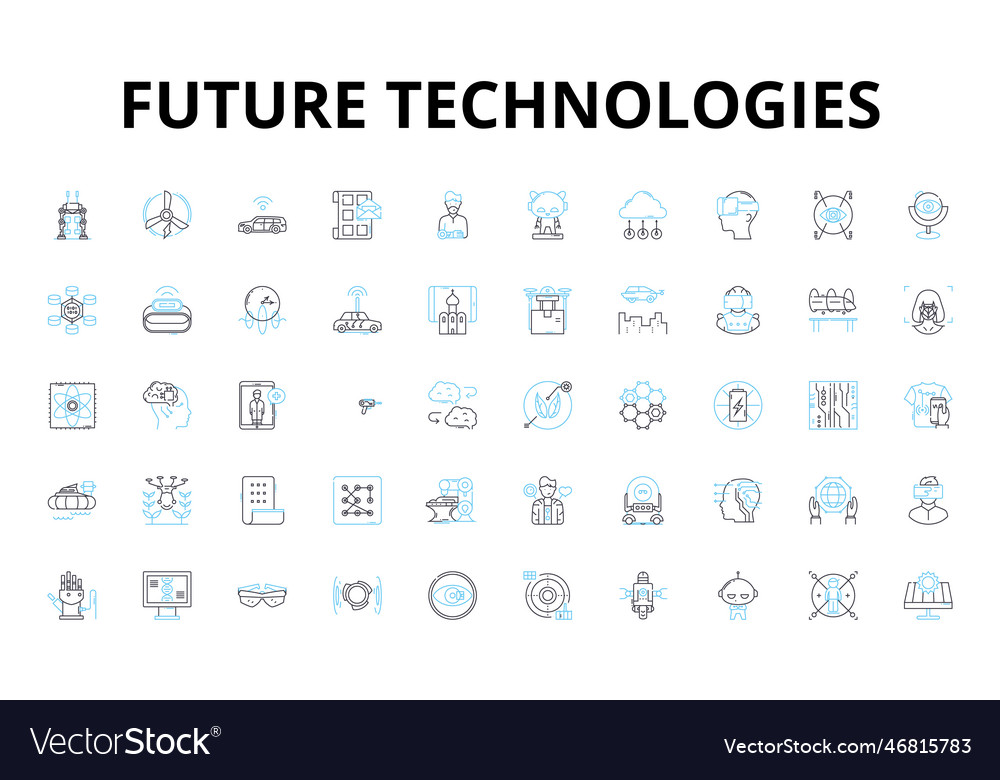 Future technologies linear icons set robotics vector image Future technologies linear icons set robotics