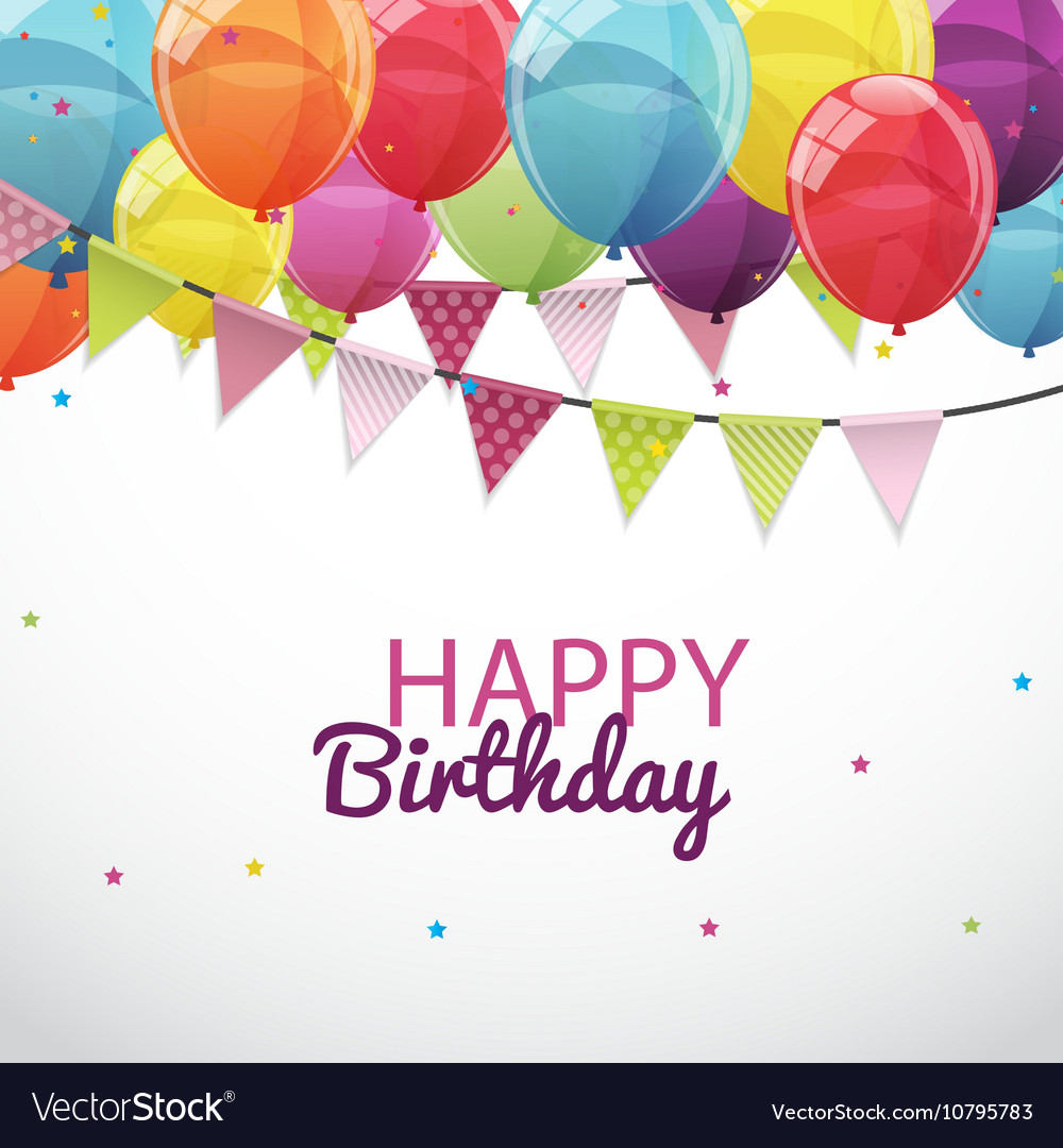 happy birthday card template with balloons and vector image
