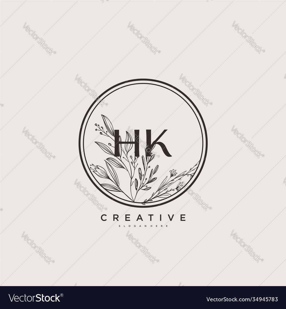 Hk beauty initial logo art handwriting