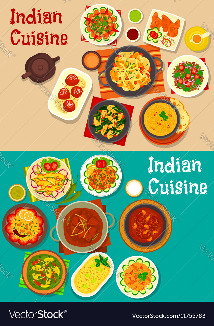 Indian cuisine traditional dinner icon Royalty Free Vector