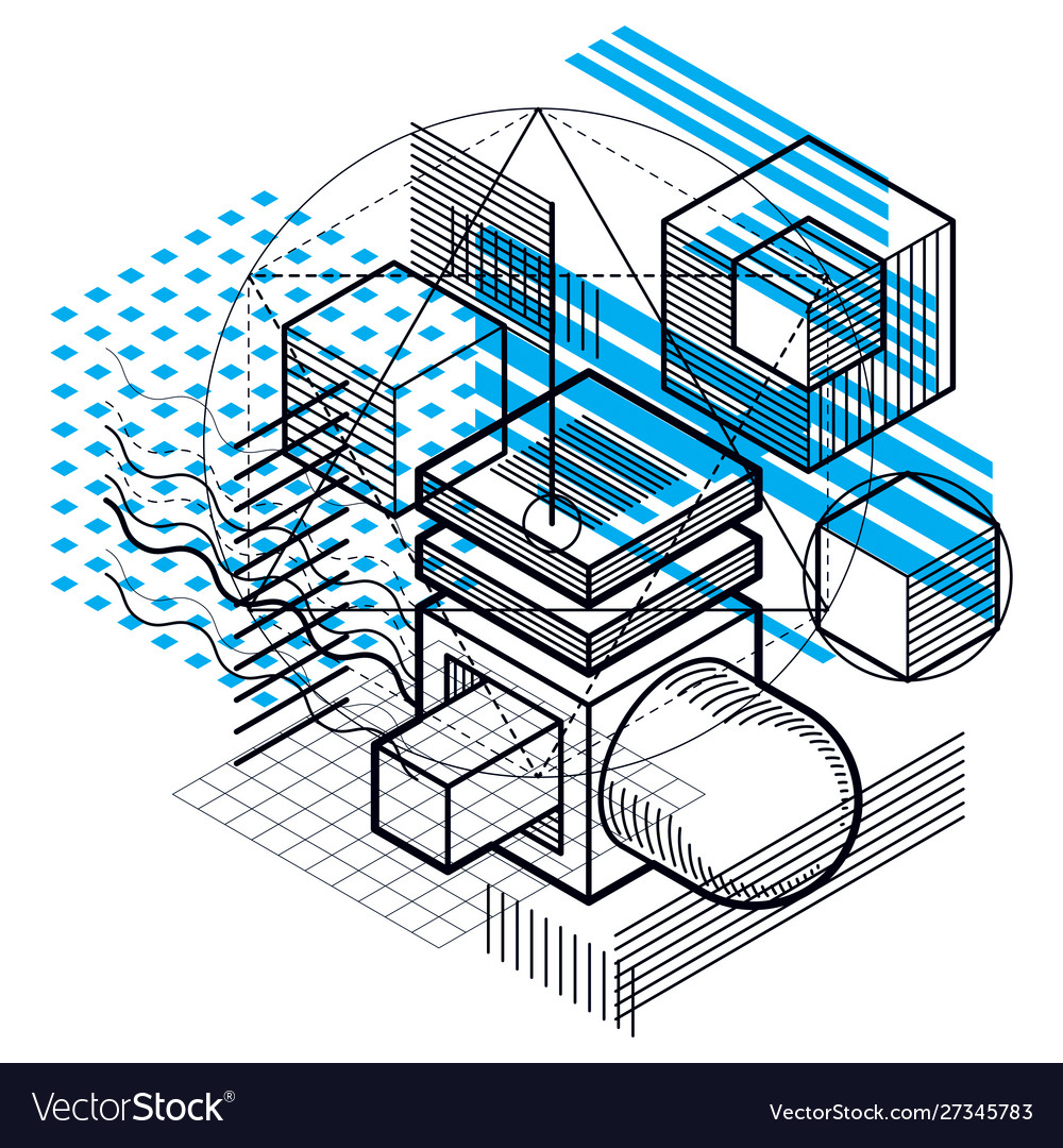 Isometric linear abstract background lined vector image Isometric linear abstract background lined