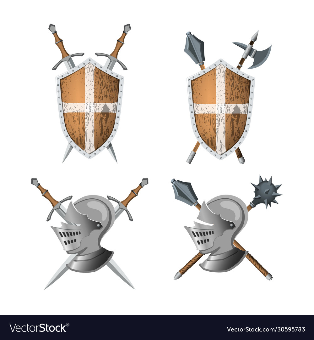 Knights coat arms warrior weapons vector image Knights coat arms warrior weapons