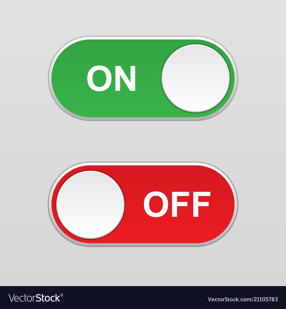 Download On and off toggle switch button Royalty Free Vector Image