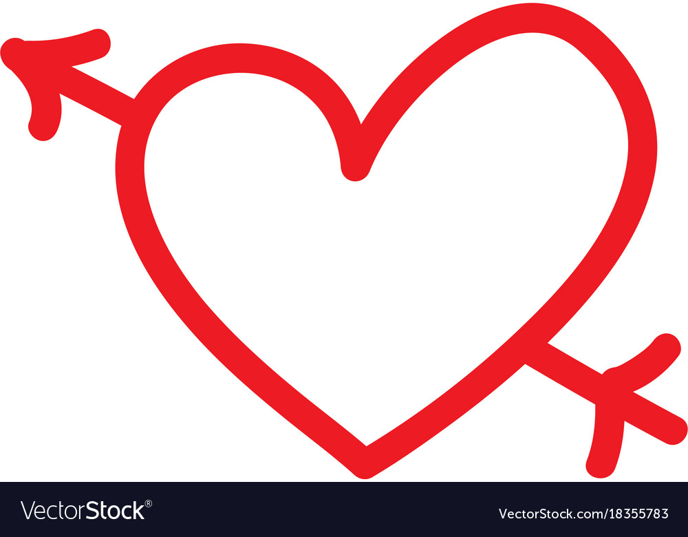 Romantic Heart Love Arrow Cupid Valentine Symbol Vector Image 8302