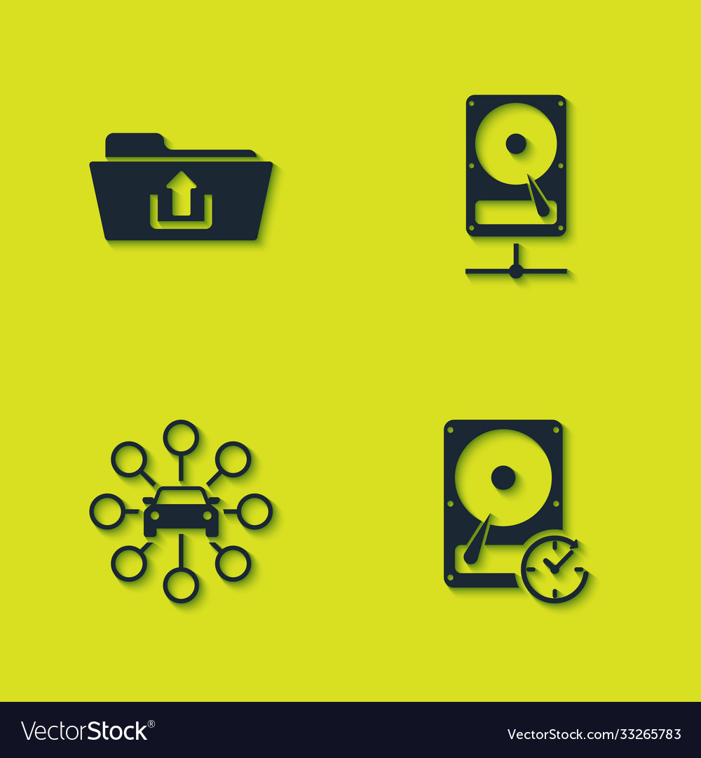 Set folder upload hard disk drive with clockwise vector image Set folder upload hard disk drive with clockwise